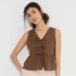 Wild Fable Tie-Front Vest in Brown